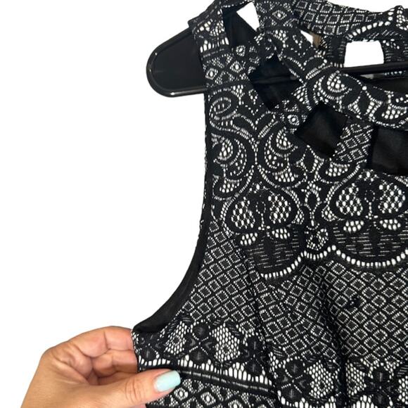 Eliza J Black Floral Lattice Sleeveless Formal Sheath Dress Women Sz 10 - Picture 3 of 12